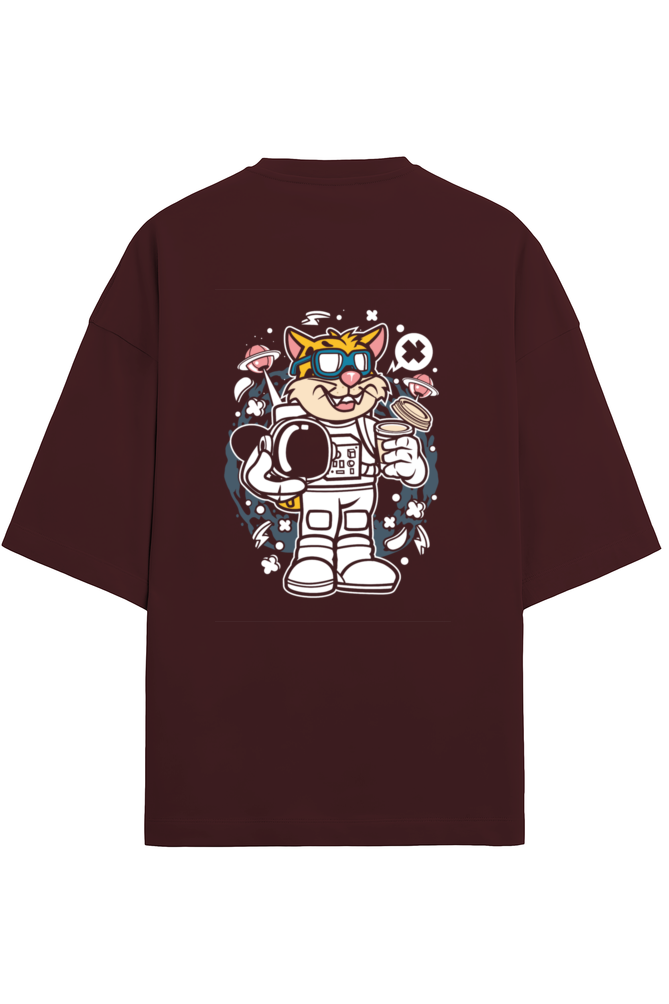 Cosmic Explorer Oversized T-Shirt - Leopard Astronaut Edition