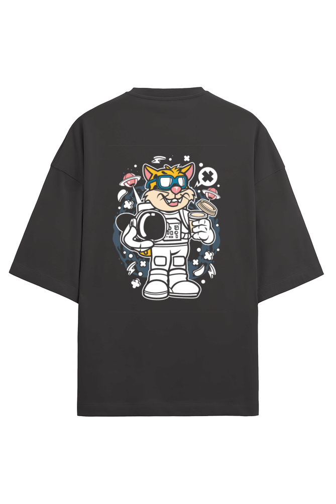 Cosmic Explorer Oversized T-Shirt - Leopard Astronaut Edition