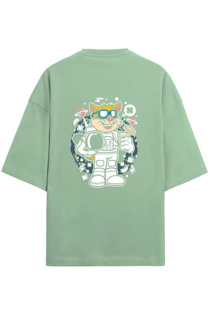 Cosmic Explorer Oversized T-Shirt - Leopard Astronaut Edition